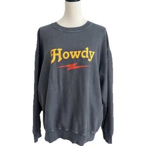 Zutter Sweatshirt Womens Large Gray Howdy Spell Out Oversized Slouchy Loungewear